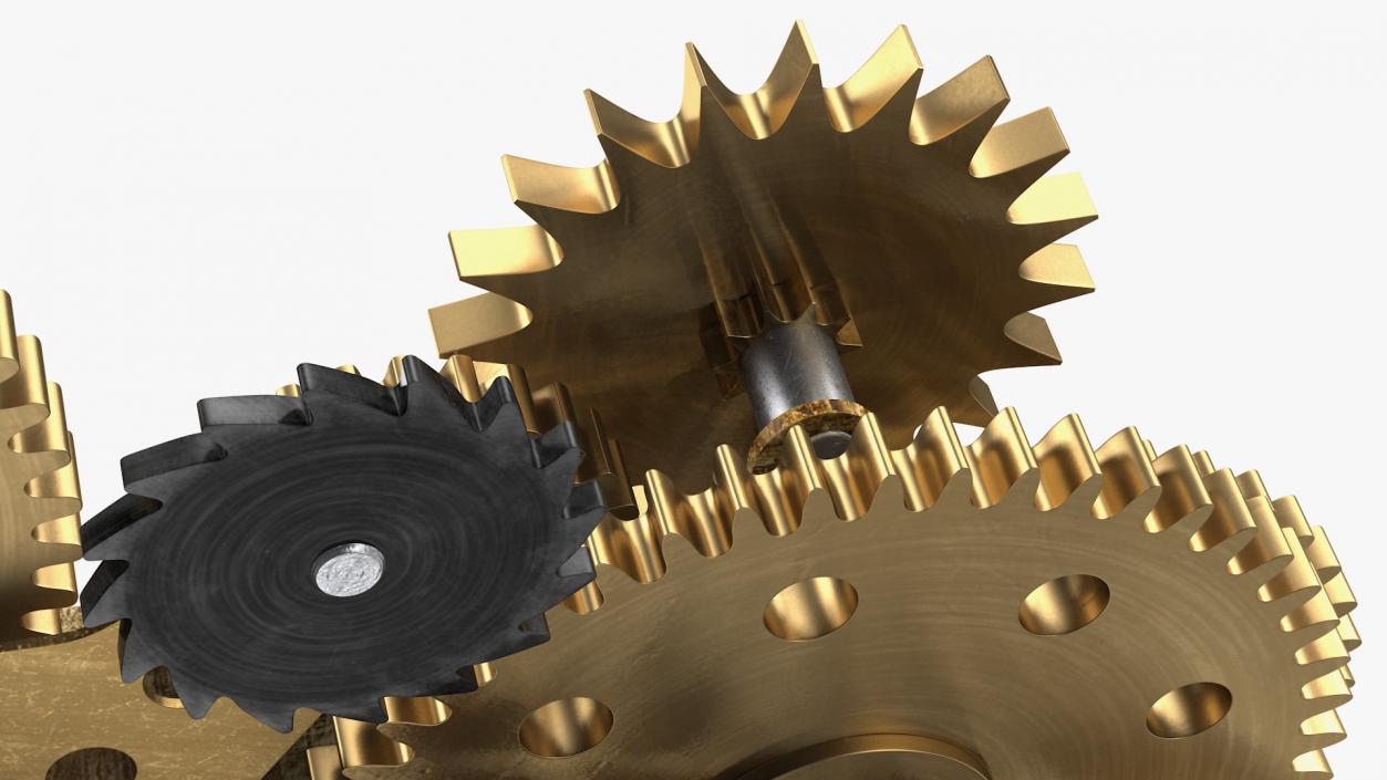 3D model Clockwork Gear Mechanism Brass