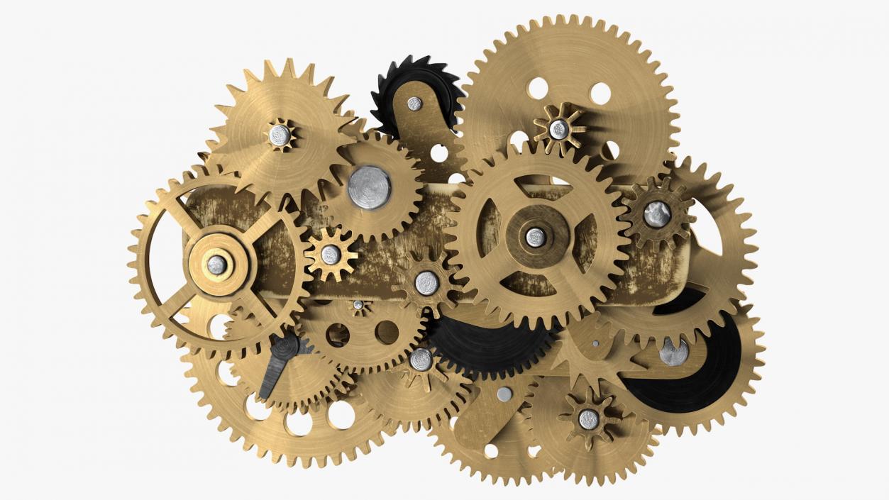 3D model Clockwork Gear Mechanism Brass