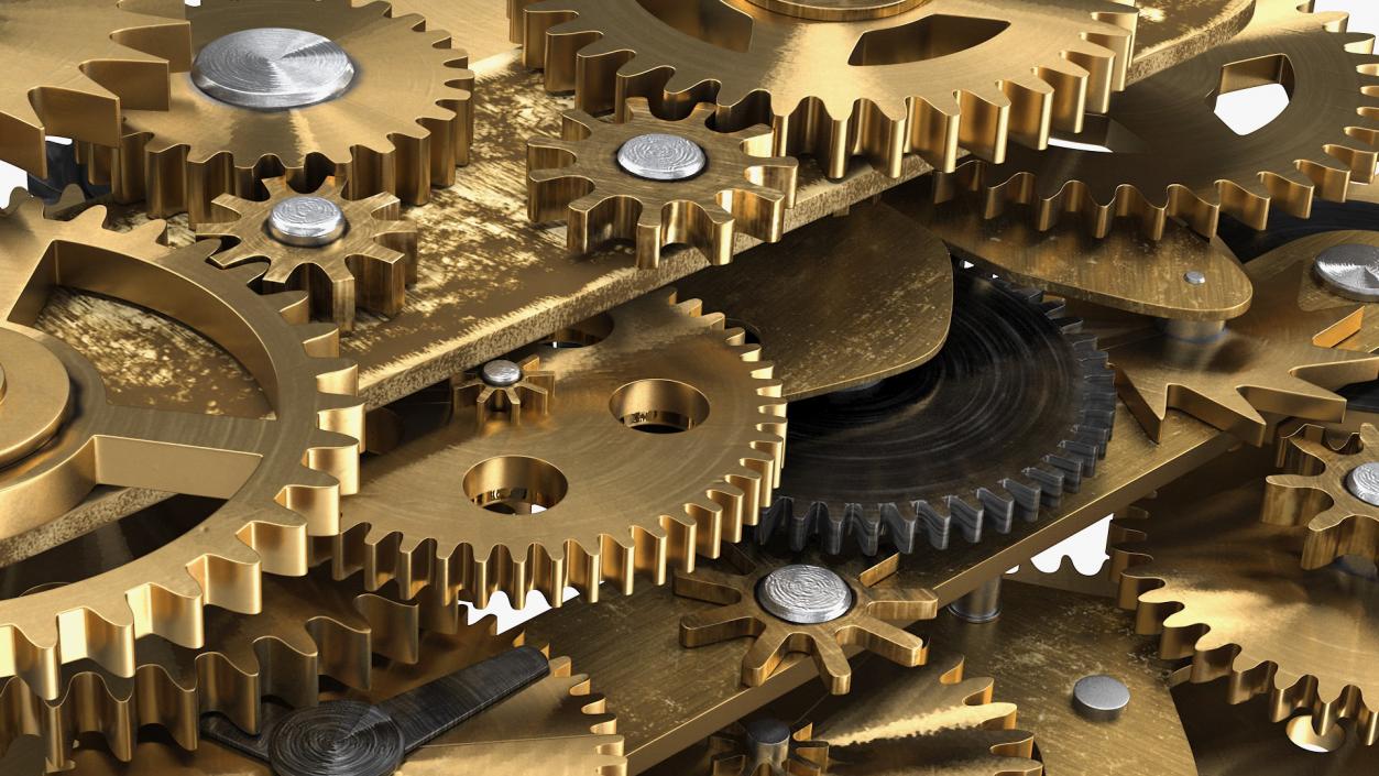 3D model Clockwork Gear Mechanism Brass