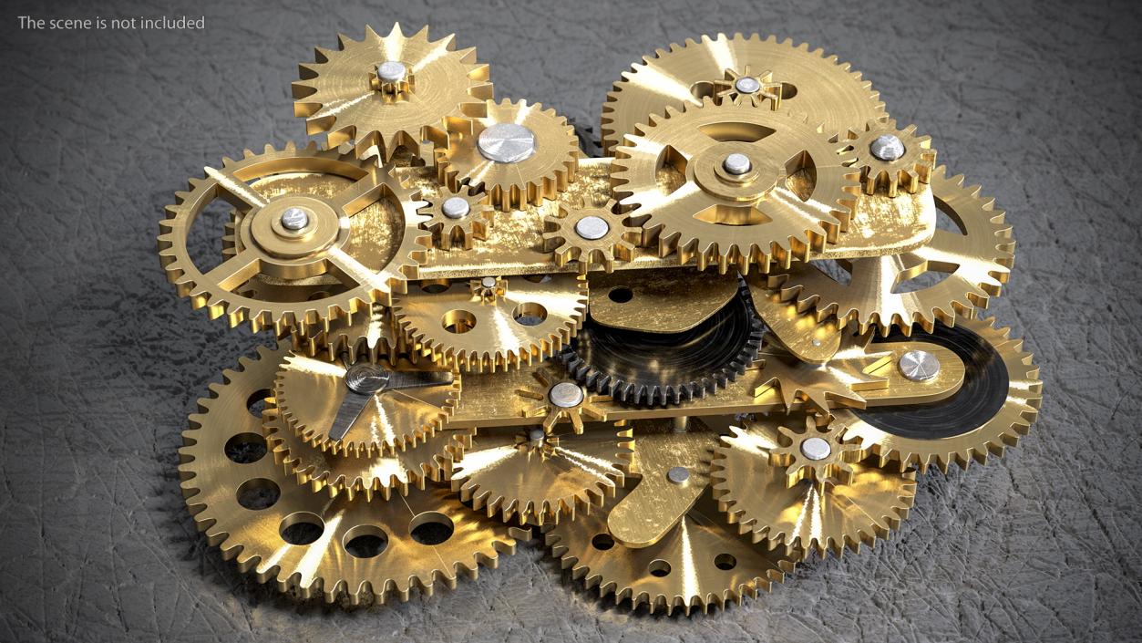 3D model Clockwork Gear Mechanism Brass