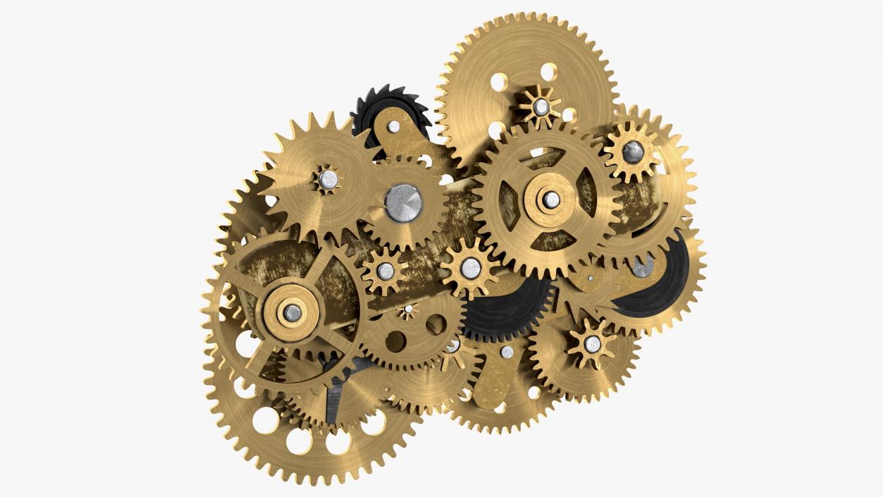 3D model Clockwork Gear Mechanism Brass