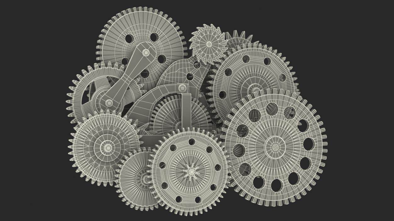 3D model Clockwork Gear Mechanism Brass