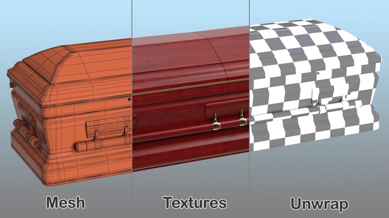 3D Classic Design Wooden Funeral Casket