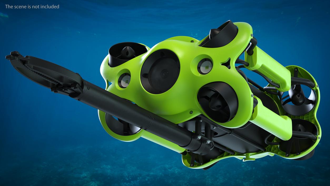 3D Professional Underwater Drone with Robotic Arm Rigged model