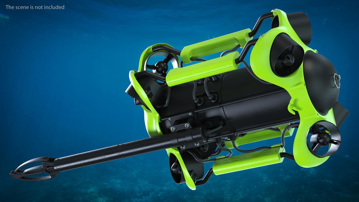 3D Professional Underwater Drone with Robotic Arm Rigged model