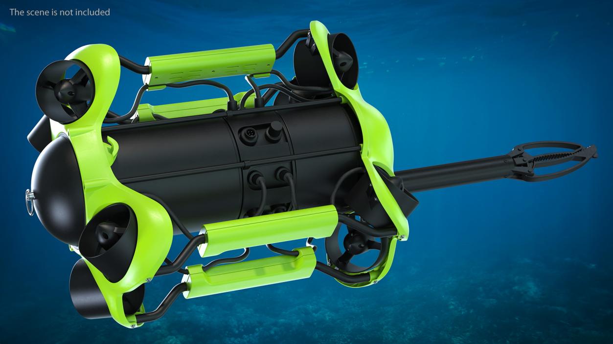 3D Professional Underwater Drone with Robotic Arm Rigged model