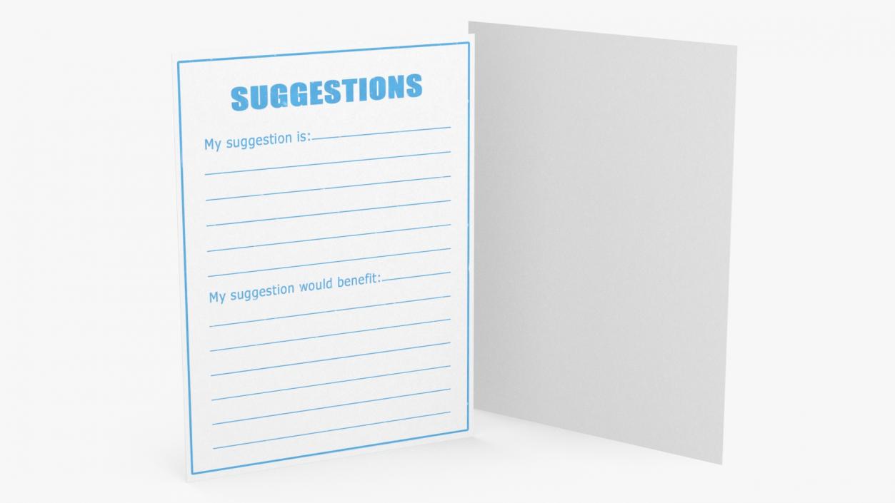 3D Blank Suggestions Form Light Blue model