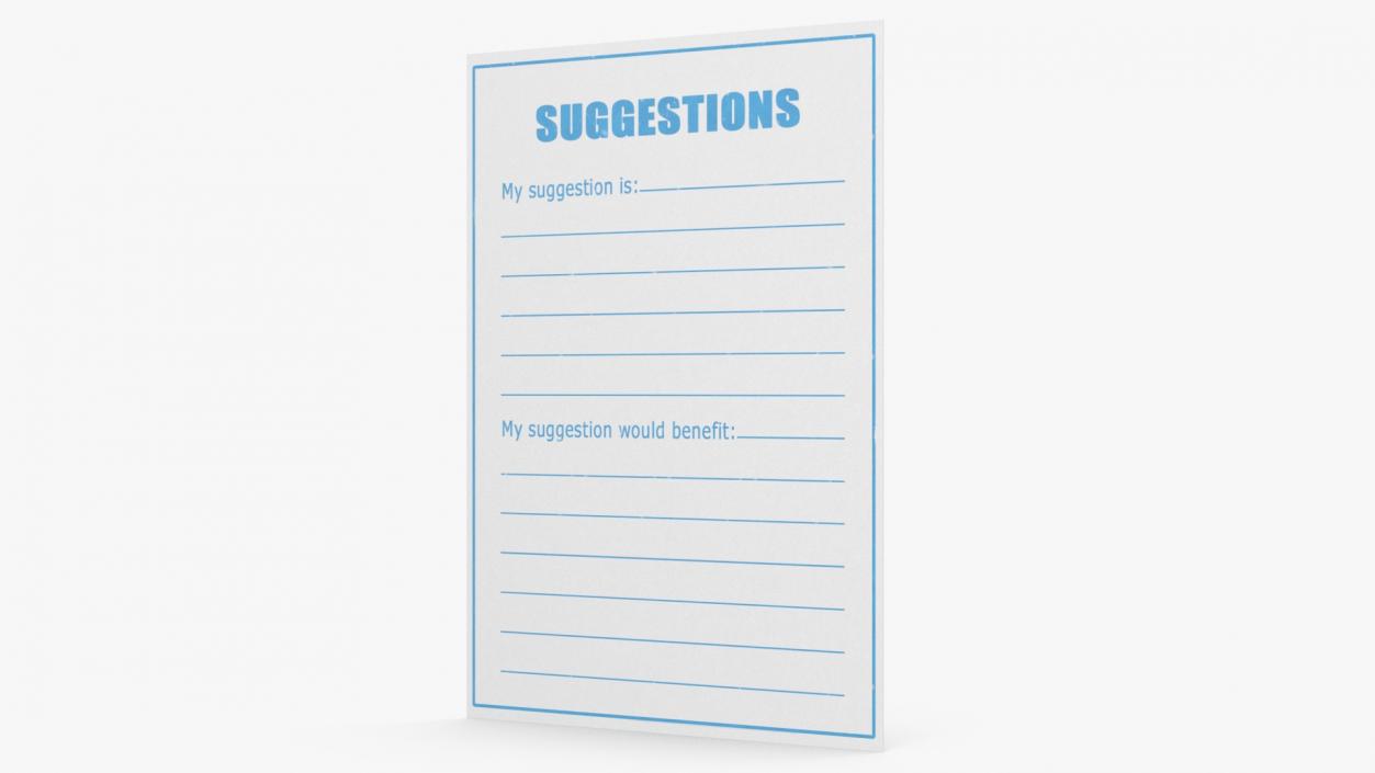 3D Blank Suggestions Form Light Blue model