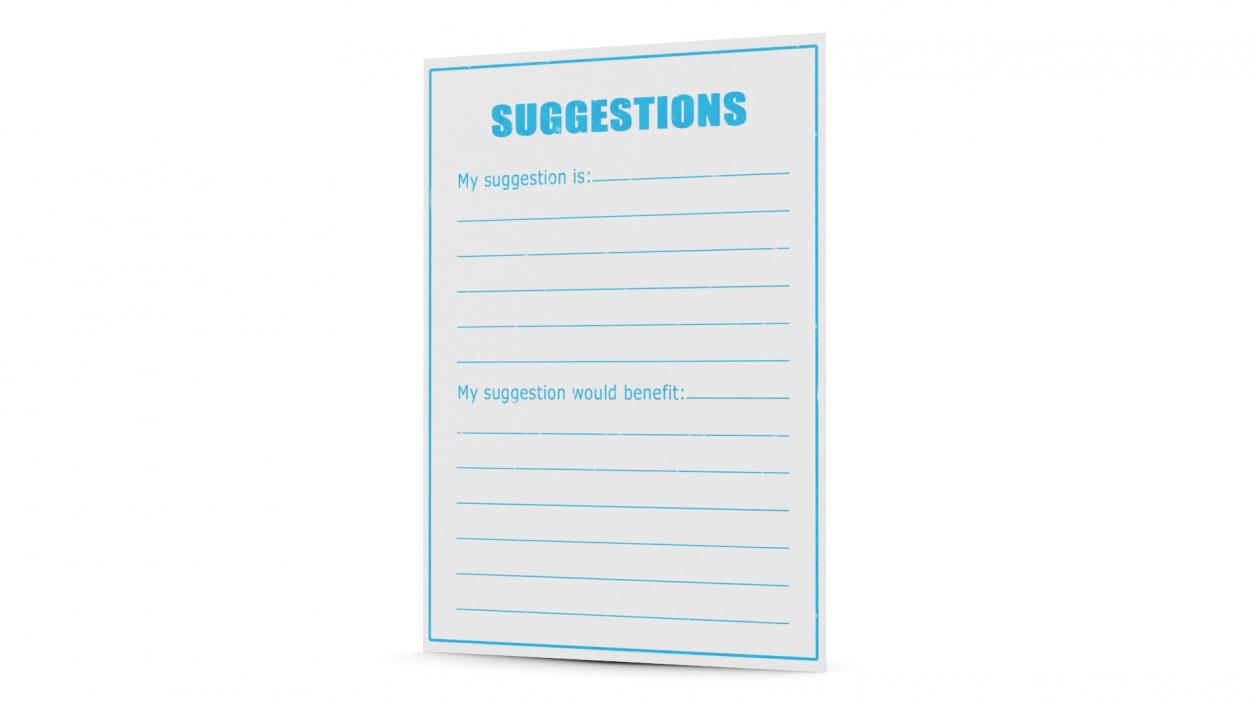 3D Blank Suggestions Form Light Blue model