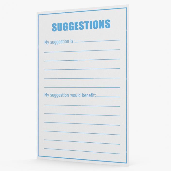 3D Blank Suggestions Form Light Blue model