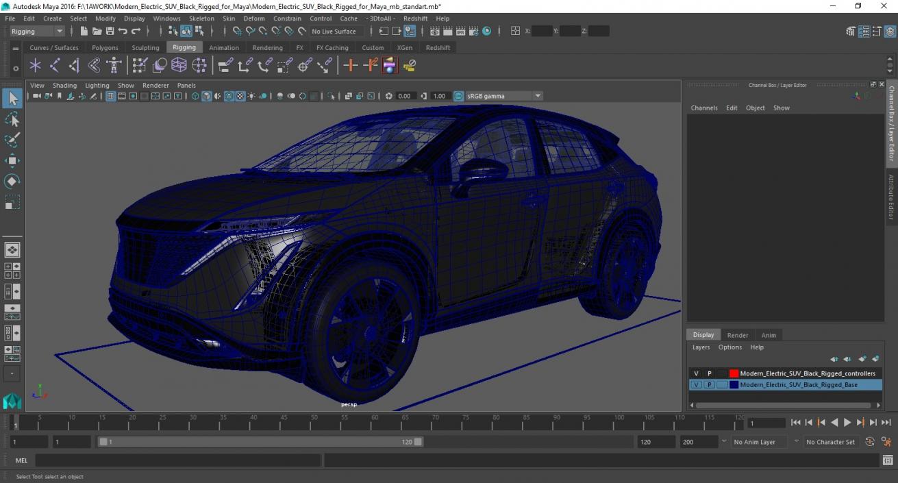 3D Modern Electric SUV Black Rigged for Maya 2 model