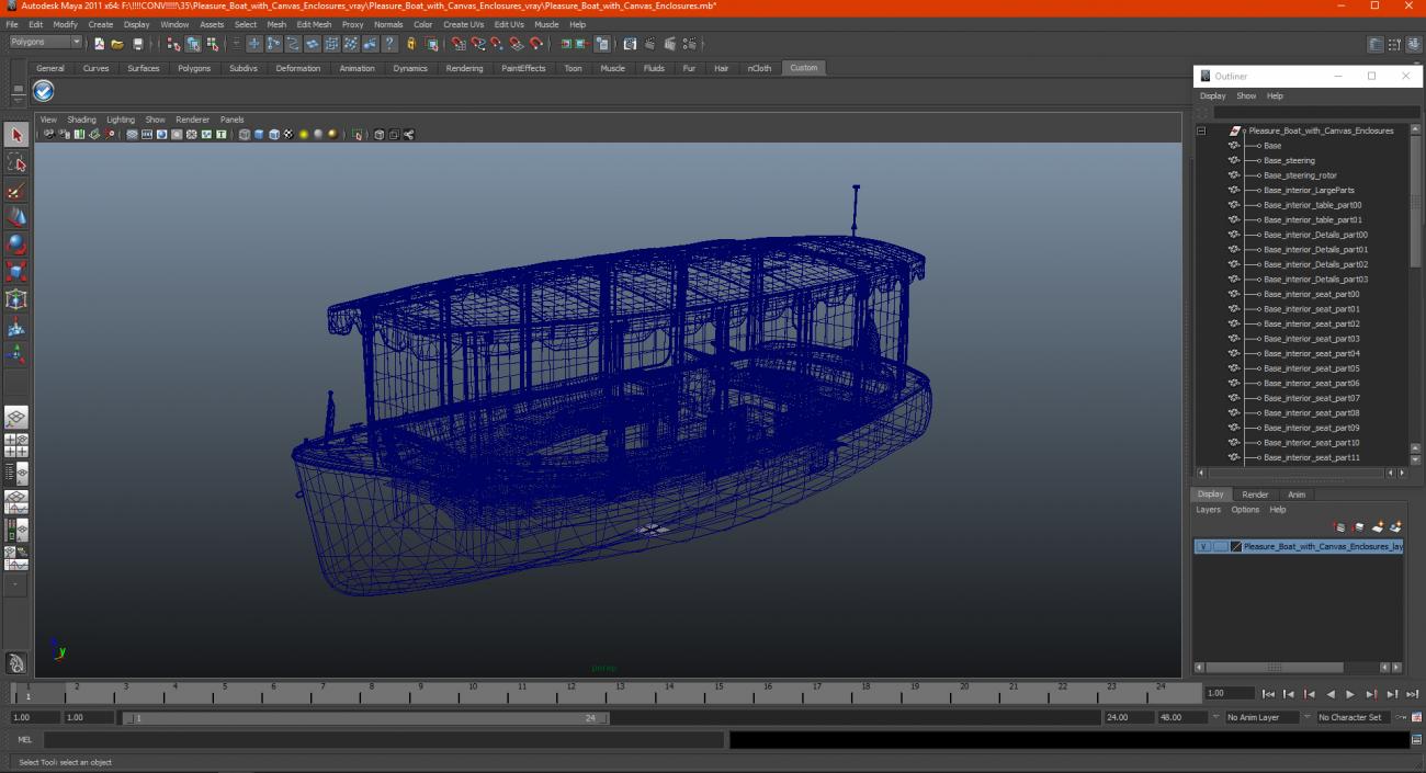 3D Pleasure Boat with Canvas Enclosures