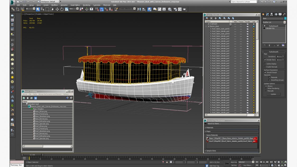 3D Pleasure Boat with Canvas Enclosures