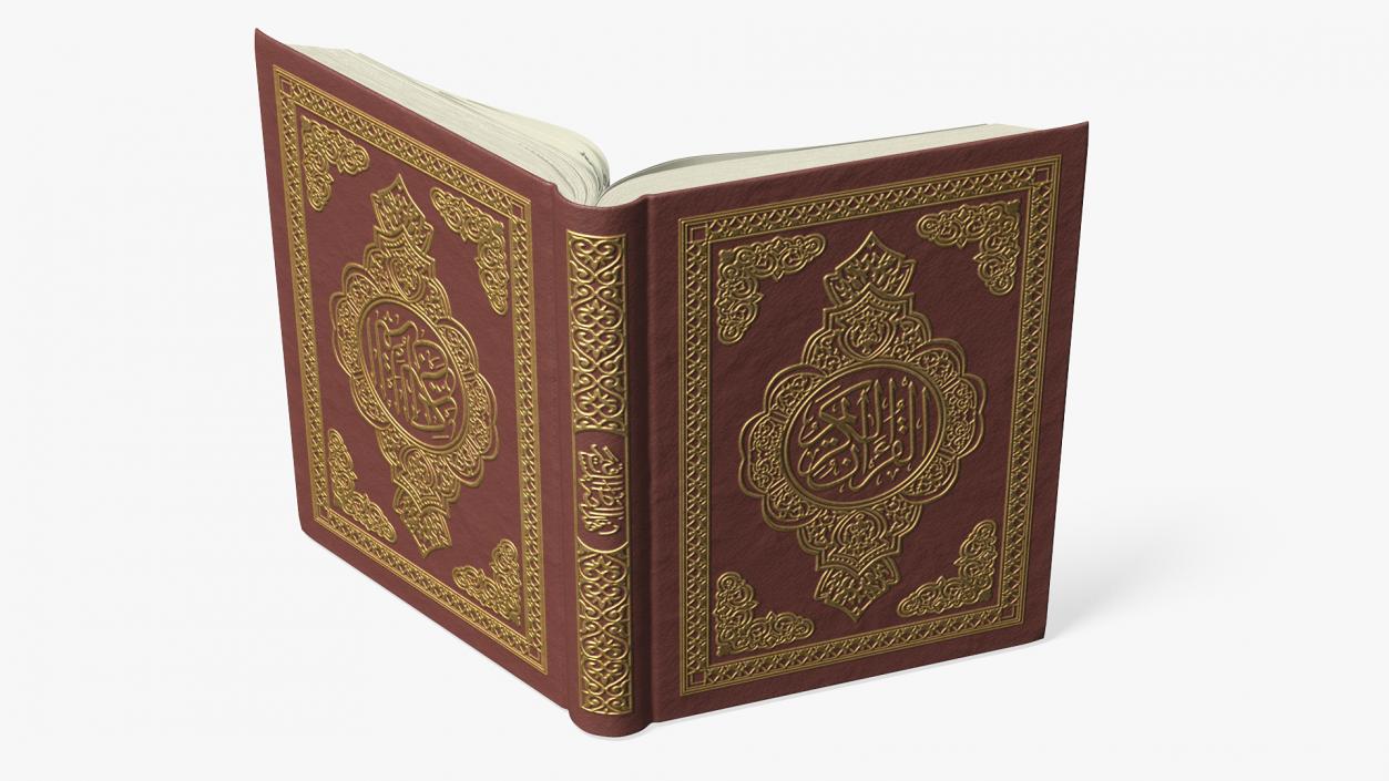 3D Quran Book on Stand Red Open model