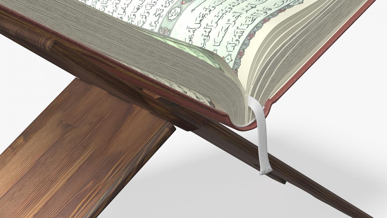 3D Quran Book on Stand Red Open model