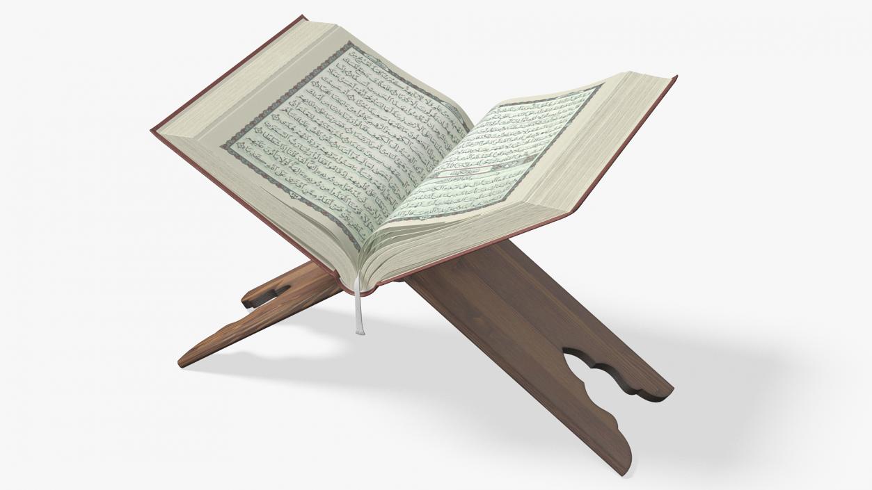 3D Quran Book on Stand Red Open model