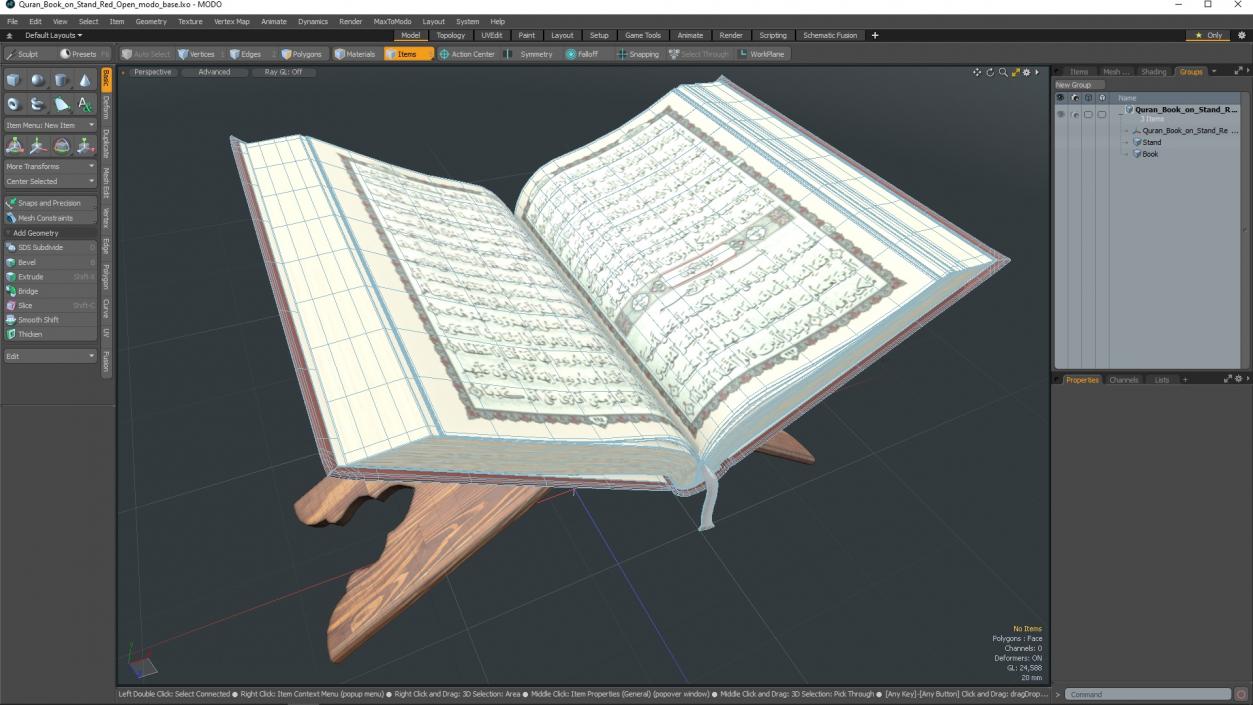 3D Quran Book on Stand Red Open model