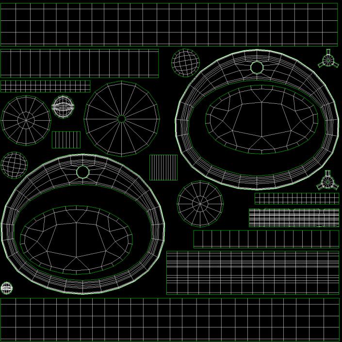 Oval Kitchen Sink with Overflow Drain 3D