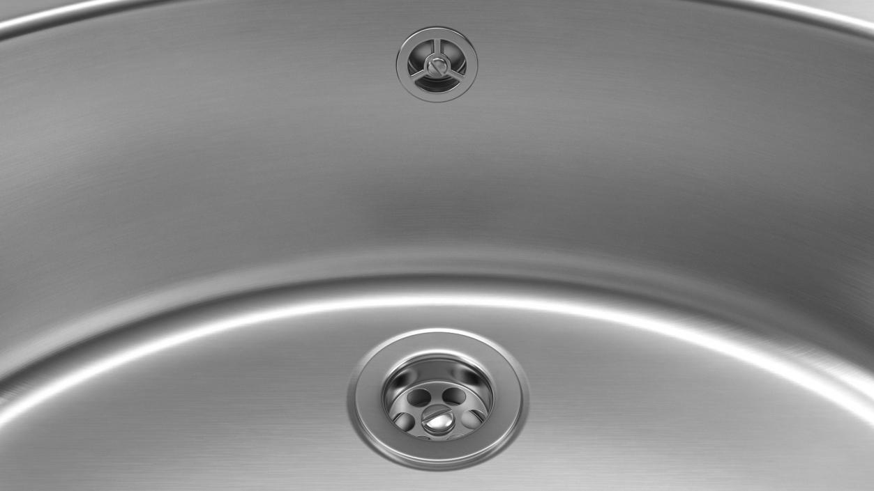 Oval Kitchen Sink with Overflow Drain 3D