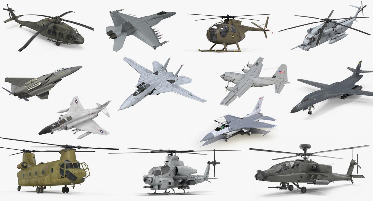 3D Rigged US Military Aircrafts Collection 2