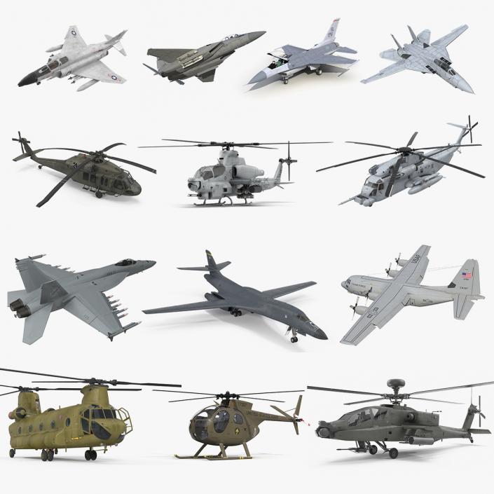 3D Rigged US Military Aircrafts Collection 2