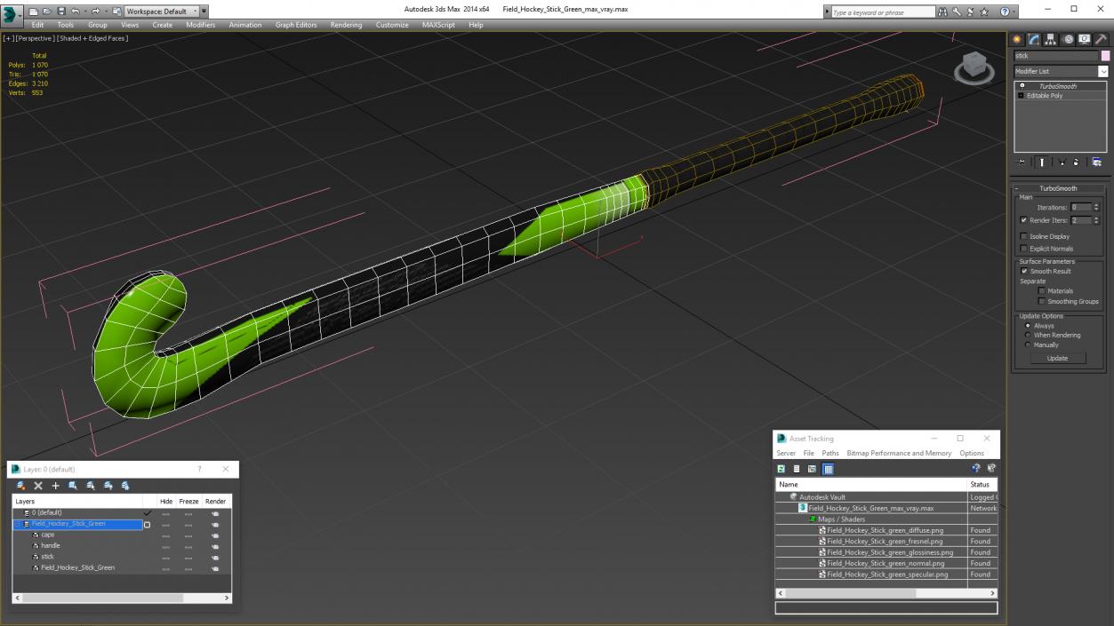 Field Hockey Stick Green 3D model