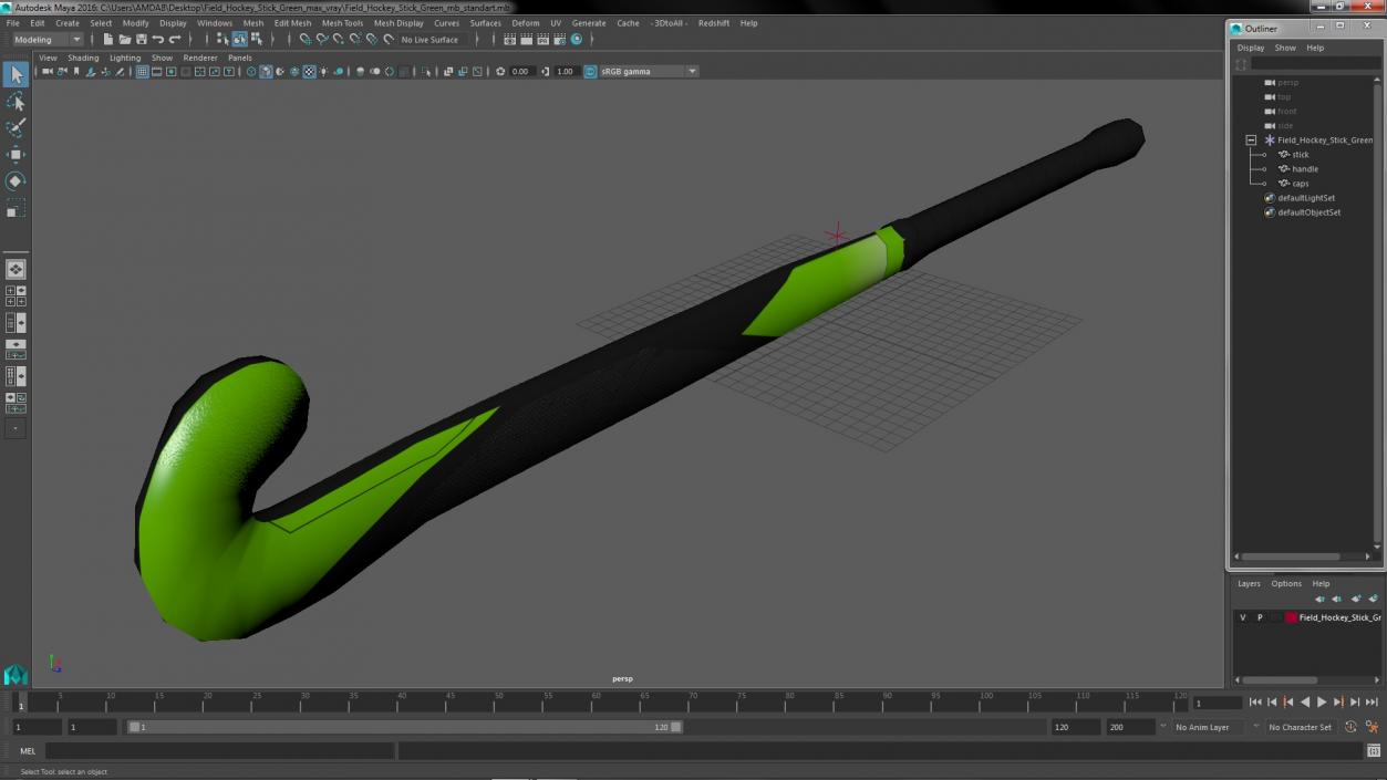 Field Hockey Stick Green 3D model