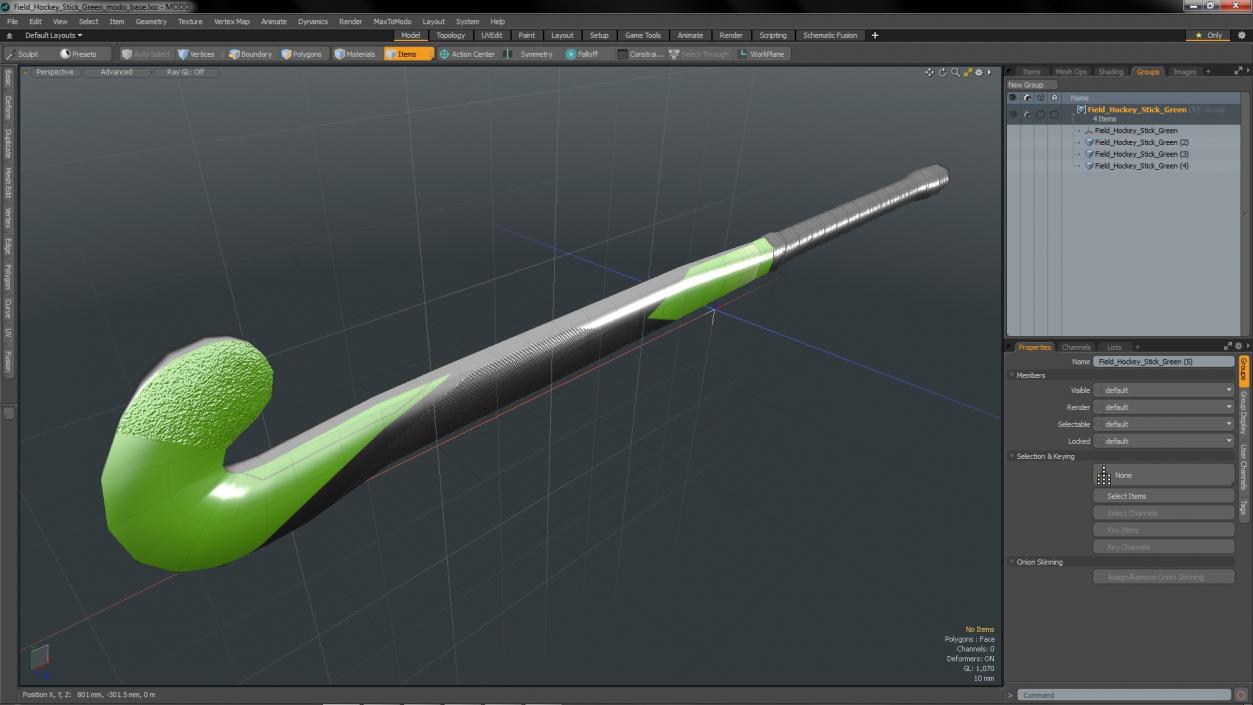 Field Hockey Stick Green 3D model