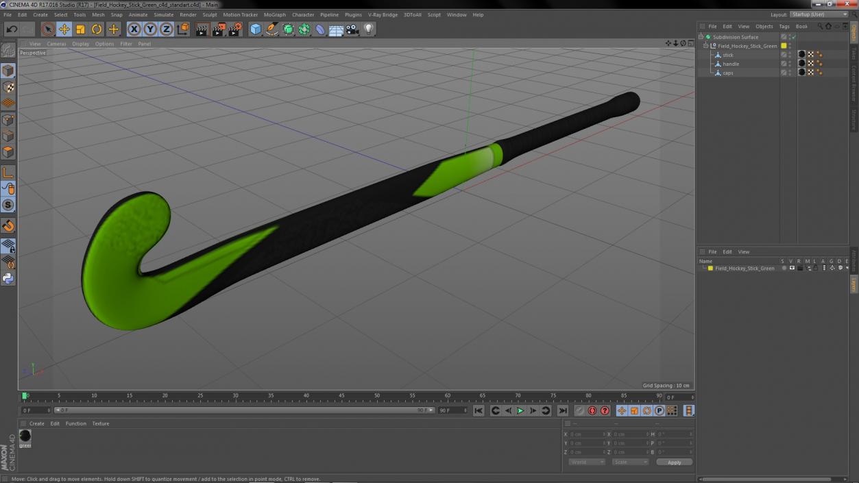 Field Hockey Stick Green 3D model