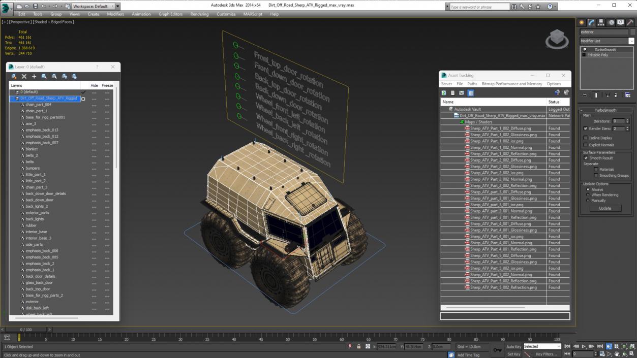 3D model Dirt Off Road Sherp ATV Rigged