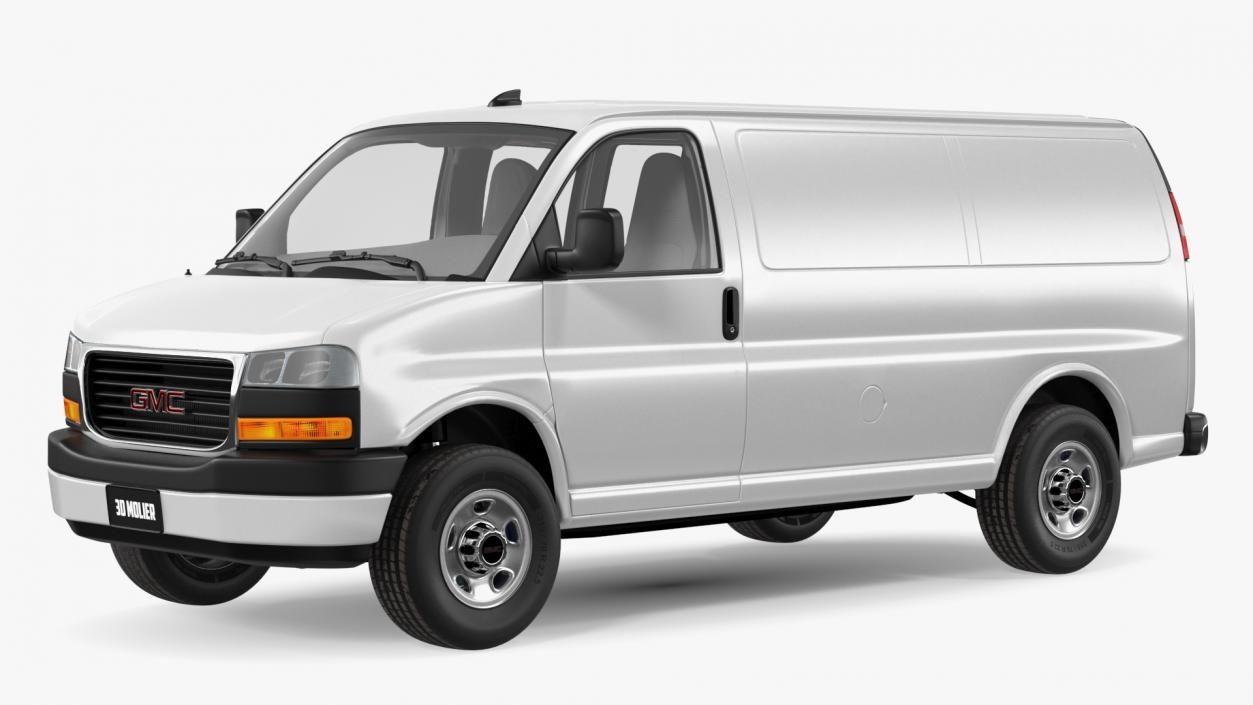 GMC Savana Van White Rigged 3D