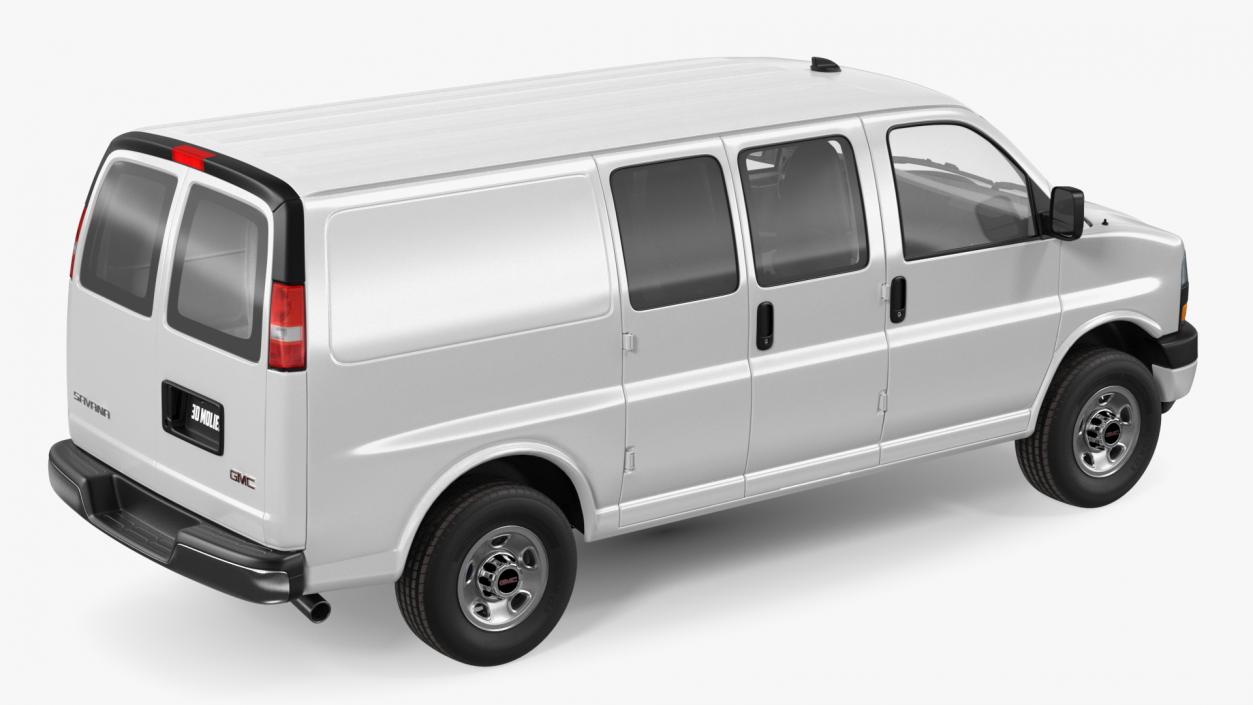 GMC Savana Van White Rigged 3D