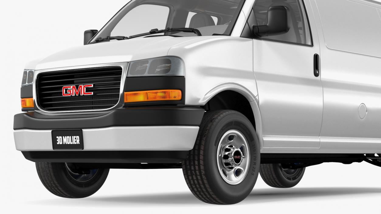 GMC Savana Van White Rigged 3D