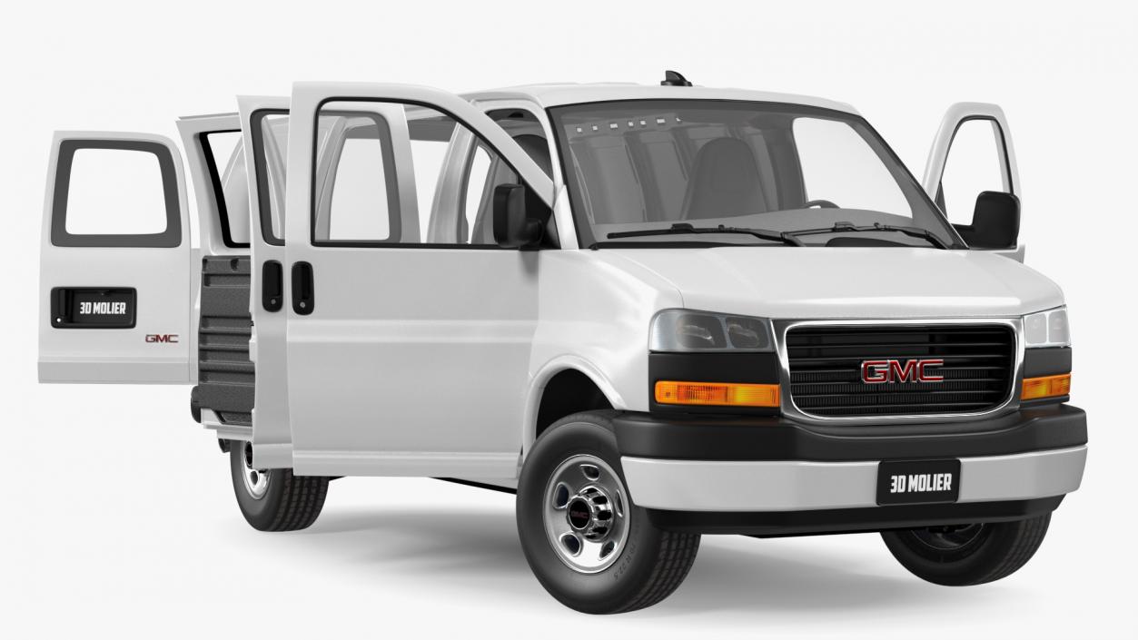 GMC Savana Van White Rigged 3D