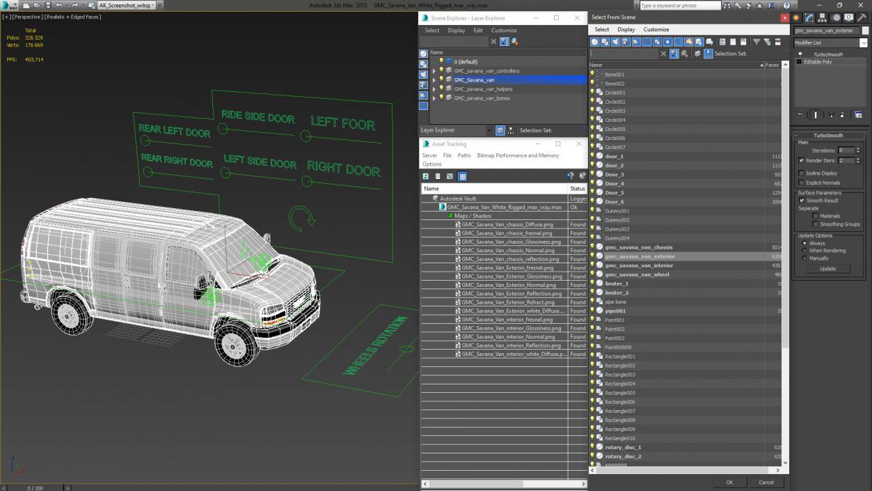 GMC Savana Van White Rigged 3D