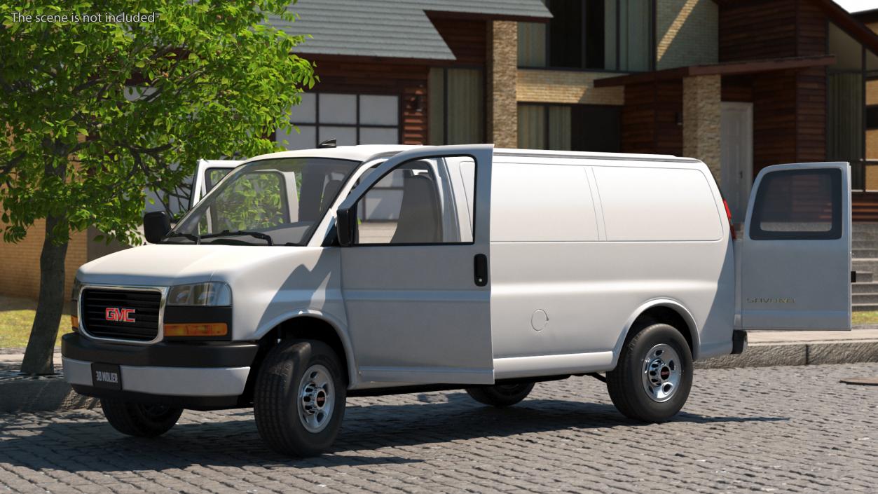 GMC Savana Van White Rigged 3D