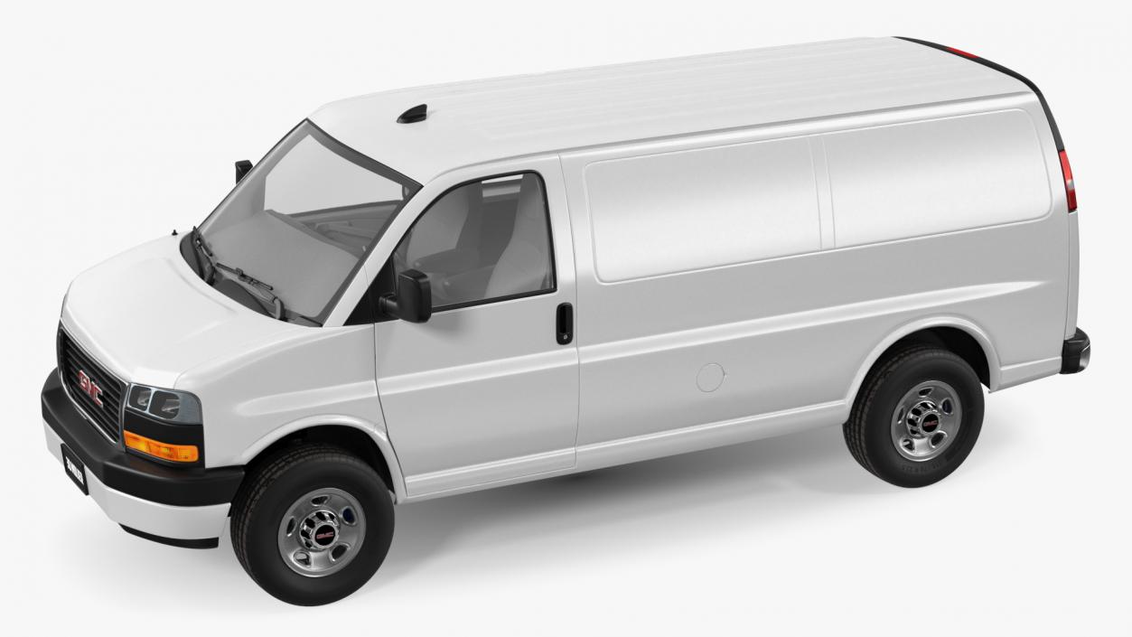 GMC Savana Van White Rigged 3D