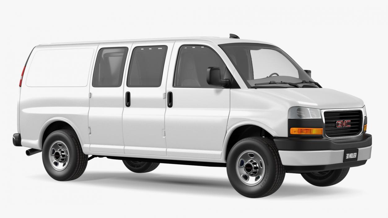 GMC Savana Van White Rigged 3D