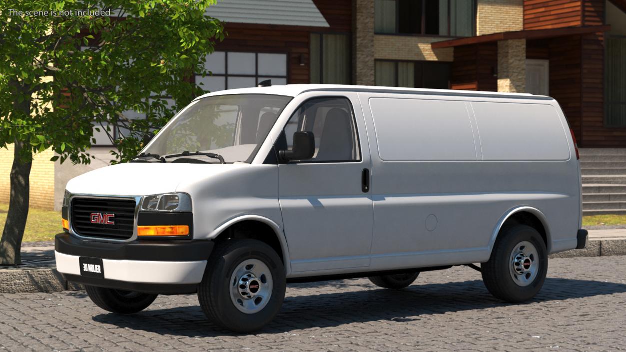 GMC Savana Van White Rigged 3D