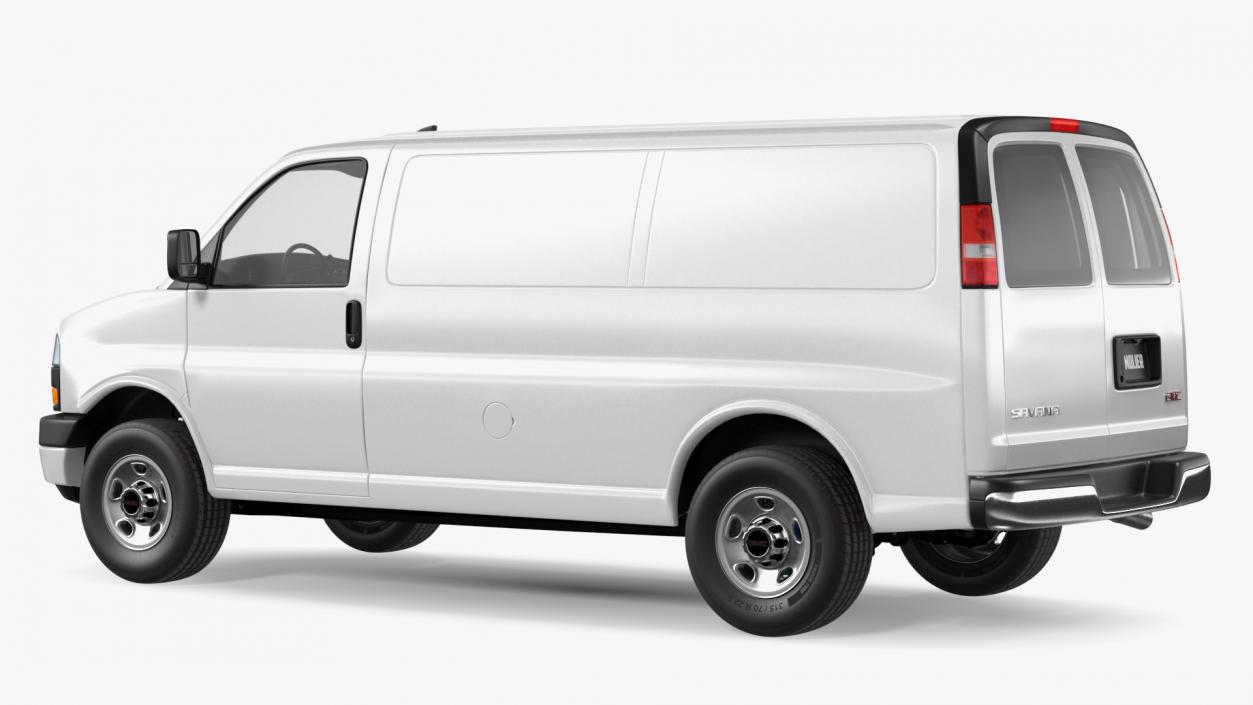 GMC Savana Van White Rigged 3D