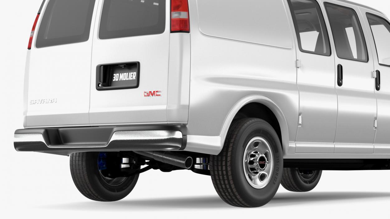 GMC Savana Van White Rigged 3D