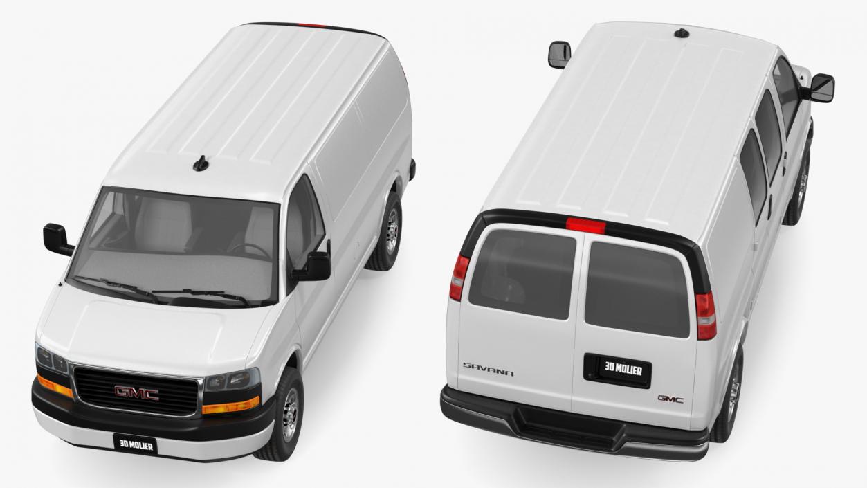 GMC Savana Van White Rigged 3D