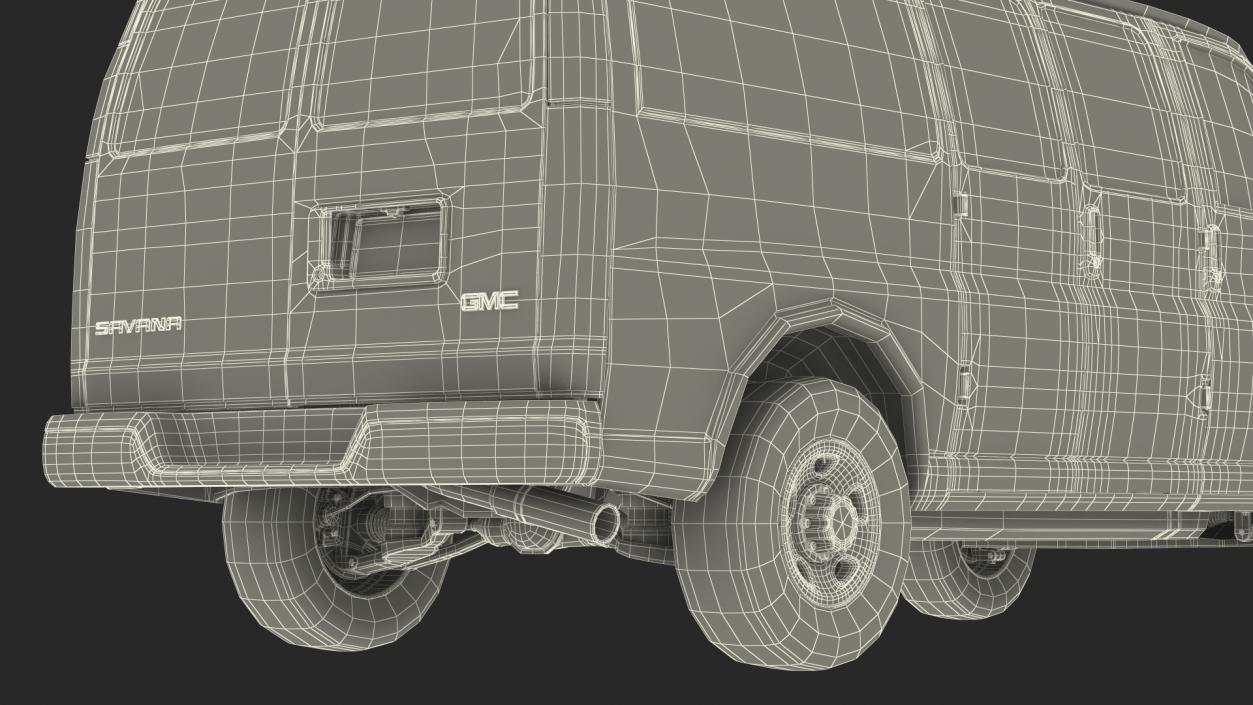 GMC Savana Van White Rigged 3D