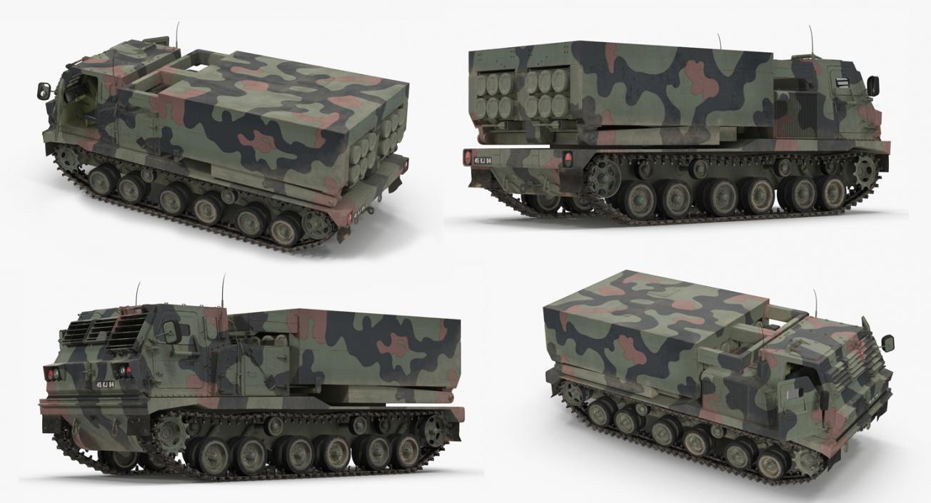 US Multiple Rocket Launcher M270 MLRS Camo Rigged 3D model