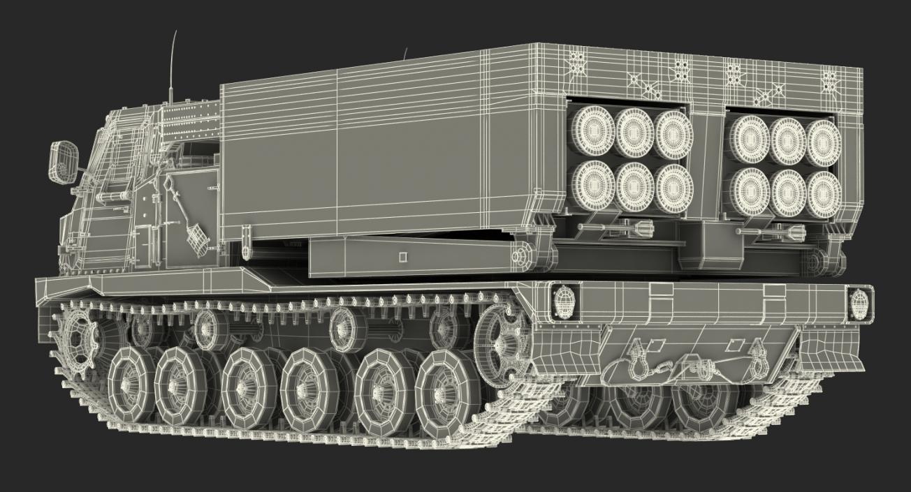 US Multiple Rocket Launcher M270 MLRS Camo Rigged 3D model