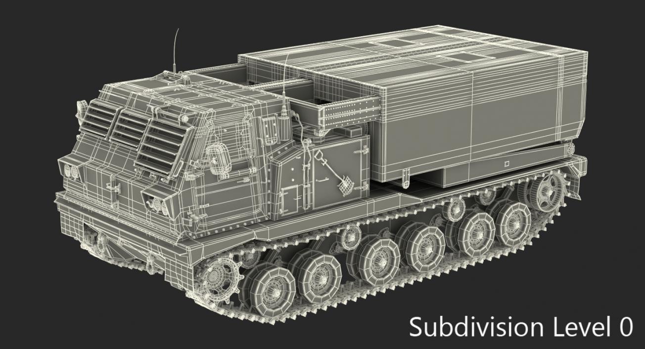 US Multiple Rocket Launcher M270 MLRS Camo Rigged 3D model