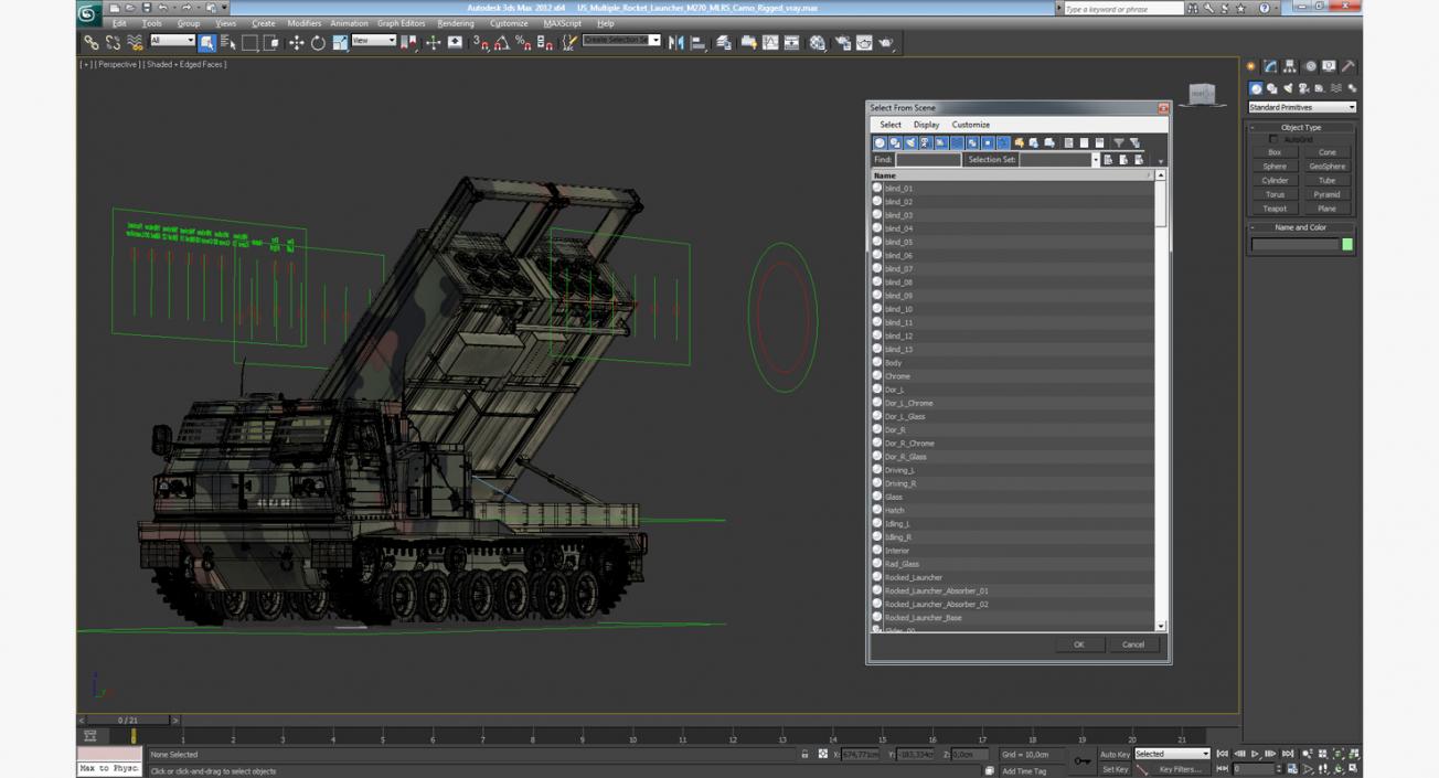 US Multiple Rocket Launcher M270 MLRS Camo Rigged 3D model