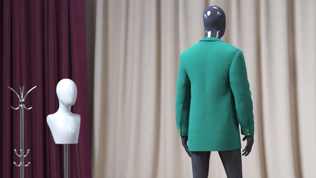 3D Golf Masters Green Jacket on Mannequin model