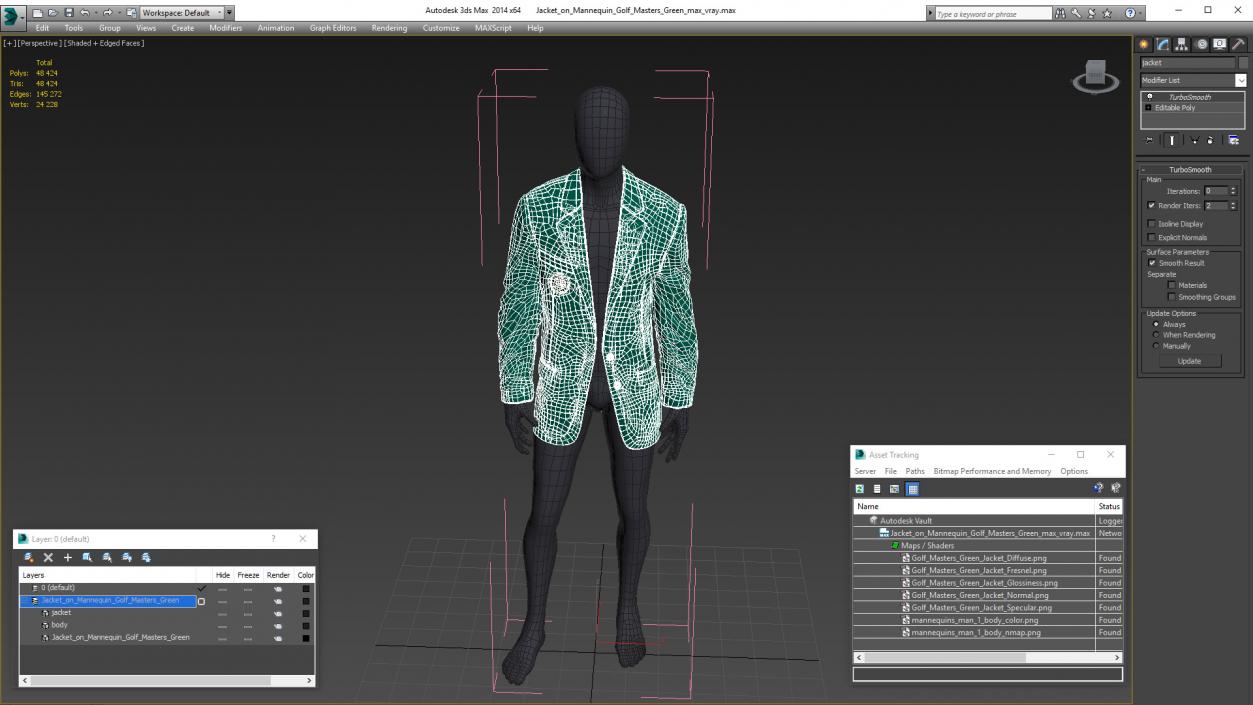 3D Golf Masters Green Jacket on Mannequin model