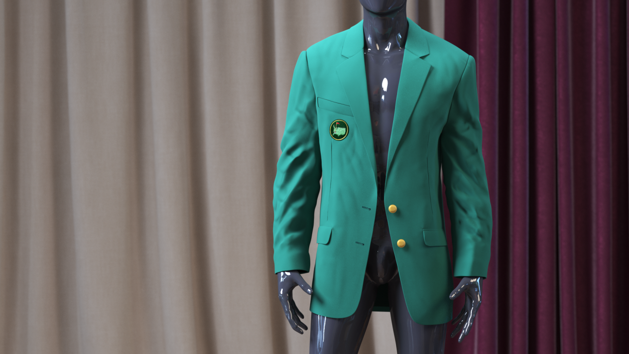 3D Golf Masters Green Jacket on Mannequin model